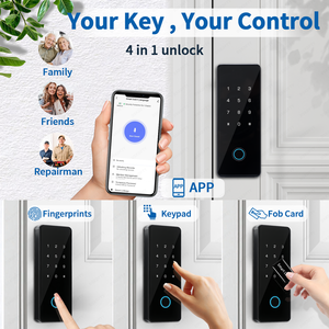 Cerradura Inteligente Invisible para Puerta de Madera, Sin Perforaciones, con App Tuya, Cilindro de Nivel C, Desbloqueo con Tarjeta, Huella Dactilar, Fácil Instalación, Color Negro - Product Image 2