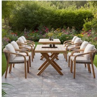 Muebles de Jardín Duraderos para Patio, Hotel o Jardín, Personalizados, Modernos, de Madera de Teca Sólida con Estructura de Aluminio, Comedor para 6 Personas CASA