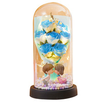 Saint Valentin Meilleur Ami Graduation Cadeau Pratique Couverture En Verre Veilleuse avec Bouquet Savon Fleur pour Petite Amie De Noël