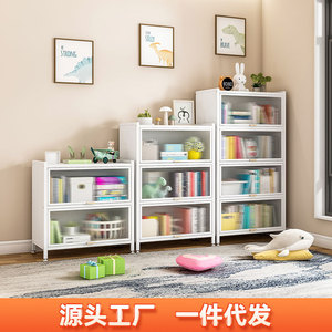 Estantería para niños, armario de almacenamiento de acero a prueba de polvo con puertas, organizador de juguetes rectangular, estante de almacenamiento para sala de estar - Product Image 5