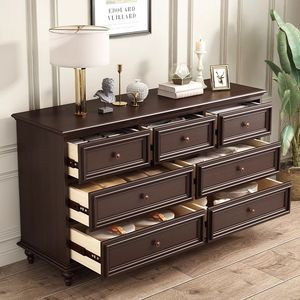 American Style Solid Wood Dresser With <b>Mirror</b> Five Drawer Chest Bedroom Storage Furniture - Product Image 2