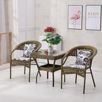 Ensemble de table et chaises de jardin moderne pour balcon, en cuir, 3 pièces, combinaison de loisirs, table basse et chaises d'extérieur pour hôtel