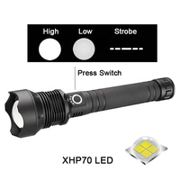 Linterna LED de Alta Potencia XHP70.2 Recargable por USB con Zoom Telescópico y Pantalla de Potencia, 5000 Lúmenes, Linterna de Mano