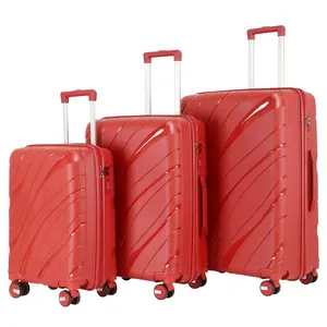 Koper bagasi bandara urban, set koper berpergian 3 buah, troli keras modis