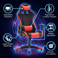 Chaise de jeu en cuir rouge, accoudoir 4D pliable inclinable avec fonction de massage pour la maison, le bureau ou les jeux, livraison gratuite
