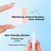 Pinceau de fond de teint en silicone à manche court, pointe spatule plate avec capuchon, poignée en plastique portable, maquillage de voyage, vente en gros, personnalisable