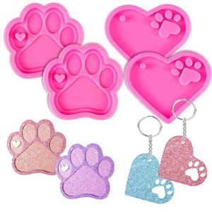 Silicone Paw And Heart Mold For Epoxy Resin Keychain Craft Pet Gift Making Tools - Product Image 1