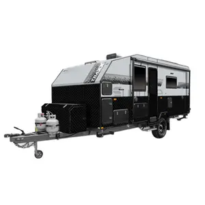 China Manufacturer Luxury 16ft Offroad Caravan 4 Berth, High Quality Hybrid Camping Caravan Trailer With Shower