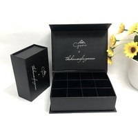 Coffrets cadeaux magnétiques de luxe noirs pour thé chocolat truffe recouvert d'emballage de fraise stratification brillante gaufrage revêtement UV