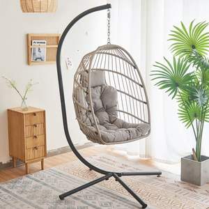 Cesta <span class=keywords><strong>colgante</strong></span> plegable <span class=keywords><strong>de</strong></span> hierro Simple para interior/exterior, columpio para balcón, patio o parque, muebles <span class=keywords><strong>de</strong></span> exterior versátiles - Product Image 4