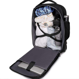 Large Capacity 19inch Fashion <b>Waterproof</b> Boarding Luggage Trolley Oxford Zipper Double Shoulder <b>School</b> <b>Backpack</b> Geometric Design - Product Image 3