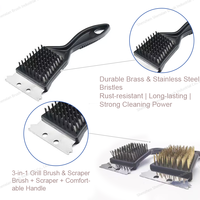 Brosse professionnelle de nettoyage de gril de 8 pouces avec des poils en acier inoxydable de grattoir intégrés