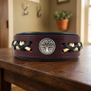 Vente en gros 100% collier de chien en cuir véritable qualité exclusive solide motif Concho doux rembourré pour le confort fabricant direct - Product Image 2