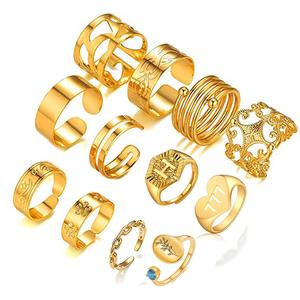 <b>24k</b> <b>Gold</b> Plated Stainless Steel <b>Ring</b> Crystal Rhinestone Lab Created Daily Trendy Unisex Design Tryme Brand Cross Border Multi - Product Image 1