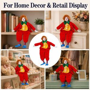Muñeco de Cerámica Pintado a Mano Estilo Vintage, <span class=keywords><strong>Payaso</strong></span> con Traje de Arlequín Rojo y Amarillo, Decoración para el Hogar, Pieza de Arte de Circo Nostálgica de Colección - Product Image 5