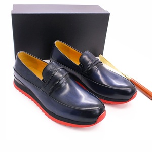 Giày nam da thật thủ công Ý 2022 kiểu lười đi, giày công sở thường ngày, họa tiết in laser, đế đỏ, giày đi bộ - Product Image 3