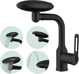 Matte màu đen duy nhất-lỗ đa chức năng phòng tắm lưu vực vòi nước 4 Nước Outlet Chế độ & 360 ° xoay Bar tap ống nước - Product Image 3