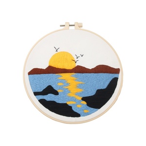 Kit de broderie DIY paysage <span class=keywords><strong>anglais</strong></span> montagne et eau, fait main, pour débutants, à partir de zéro, sur toile de coton, pour tableau mural - Product Image 5
