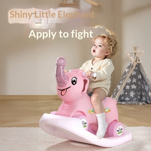 Kinder-Elefanten-Schaukelpferd 3-in-1 Rutschauto mit Schiebegriff, Licht, Musik, Rutschfester Basis, Geräuschlosen Rädern, PP-Material für Drinnen/Draußen - Product Image 5
