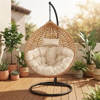 Fauteuil suspendu œuf moderne en rotin tressé pour jardin, patio et extérieur, personnalisable en usine, avec support métallique durable et écologique