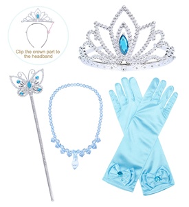 Costumi da Principessa per Feste di Halloween e Carnevale, Accessori per Travestimenti, Corona, Collana, Orecchini, Anello e Bacchetta Magica per Bambine - Product Image 6