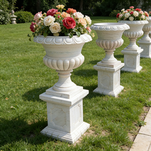 Pot <span class=keywords><strong>de</strong></span> fleurs <span class=keywords><strong>en</strong></span> marbre d'extérieur, sculpté à la main, marbre naturel <span class=keywords><strong>de</strong></span> grande taille, sculpté à la main pour la décoration <span class=keywords><strong>de</strong></span> <span class=keywords><strong>jardin</strong></span> - Product Image 5