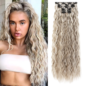 Extensions de cheveux humains 100% Remy, ondulées, douces, pour femmes, avec clips, MOQ faible autorisé, une seule pièce - Product Image 3