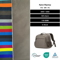 En stock, tissu Ripstop 100% nylon 200D enduit PU, résistant aux déchirures, coupe-vent, résistant à l'eau, pour sacs de voyage, tentes, etc.