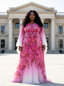 Vestido de Fiesta Maxi Plisado Elegante Miyake con Volantes y Mangas con Volantes, Tallas Grandes, Novedad de Verano 2026, Venta al por Mayor en Línea - Product Image 5