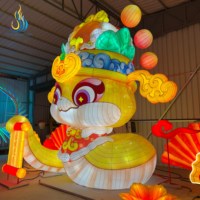 Lampu Festival Tahan Air Bentuk Maskot Ular Emas Raksasa, Harga Pabrik, Dapat Dipesan Sesuai Kebutuhan, untuk Wisata Malam Hari