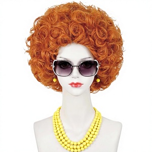 Peluca <span class=keywords><strong>de</strong></span> Disfraz <span class=keywords><strong>de</strong></span> Mrs RP Personalizada al por Mayor, Peluca Corta Rizada Naranja Afro, Peluca <span class=keywords><strong>de</strong></span> Pelo Sintético Rojizo Jengibre, Unisex, para Fiesta <span class=keywords><strong>de</strong></span> Halloween - Product Image 1