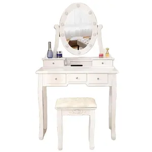 Современный светодиодный туалетный столик с регулируемым зеркалом и лампочками косметический столик для макияжа для фермерского дома