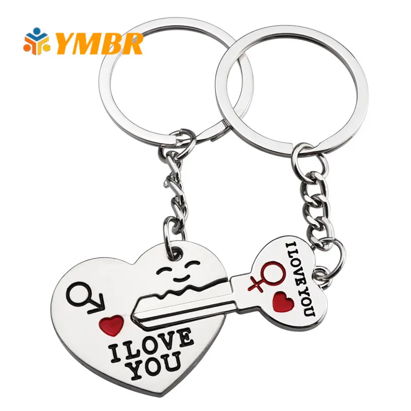 Couple Keychain Keyring Keyfob Valentine's Day 1 Pair Lover Gift Heart Keychain