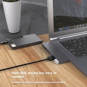 Estación de acoplamiento 6 en 1 para Macbook <span class=keywords><strong>Huawei</strong></span> Mate Pro Notebook Tipo-C HUB Ajuste de doble cabezal Aleación de aluminio USB 3,0 5gbps Stock - Product Image 5