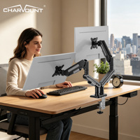 Soporte para Dos Monitores con Resorte de Gas Multicolor, Nuevas Opciones en Blanco/Negro/Naranja/Rojo, Ajustable, para Monitores de 40 Pulgadas, Altura Ajustable, Aluminio y ABS