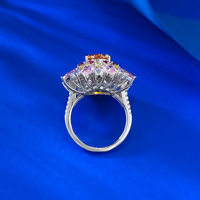 Bague en argent S925 avec pierre précieuse Fanta Orange de 8*10mm, ovale, pavée de cristaux multicolores, pour cocktail et dîner, pour femmes