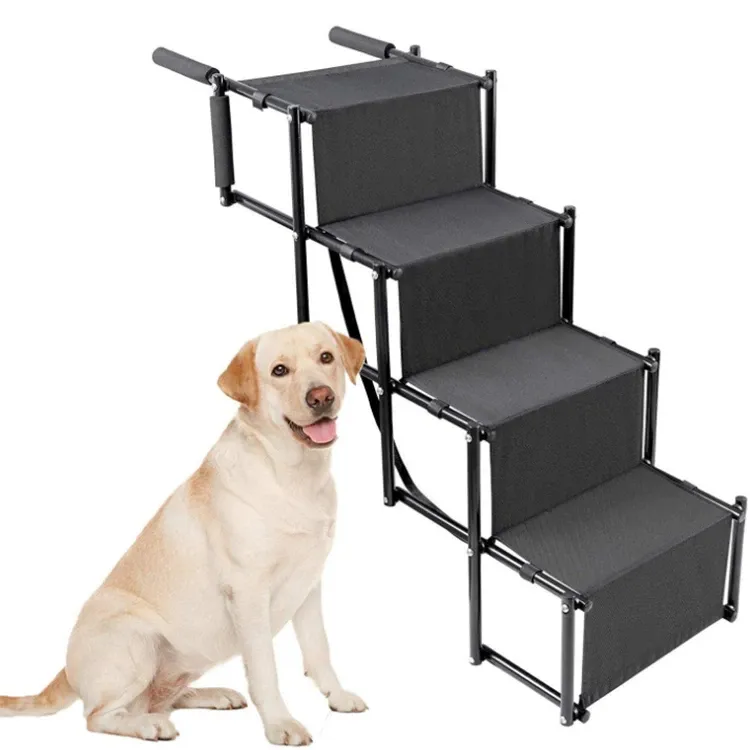 BunnyHi GLT001 Metallrahmen Tragbare Leiter Faltbare Hunde treppe Haustier leiter Leichte 4-lagige Hunde rampe für Hochbett und Auto