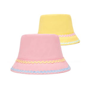 Venta al por mayor niños algodón verano al aire libre a prueba de viento cuerda cubo sombrero pescador sombrero - Product Image 3