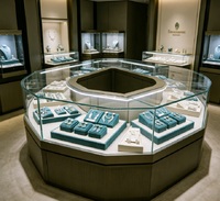 Vitrine de Luxe Courbe GZowin pour Bijoux avec Éclairage LED, Plateaux en Velours, Dimensions Personnalisables, Durable et Robuste