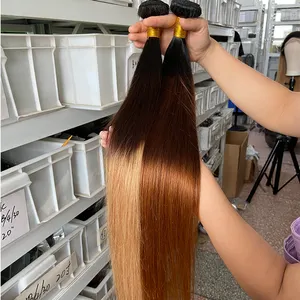 Spark Volledige Cuticula Uitgelijnd Virgin Braziliaanse Ombre Menselijk Haar Bundels 3 Tone Kleur Ombre Remy Human Hair Extensions