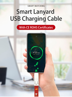 Cordón de Poliéster con Logotipo Impreso Personalizado, Cable USB Multiconector 6 en 1 de Carga Rápida de 60 W, Regalo Promocional Empresarial para Tarjetas de Identificación