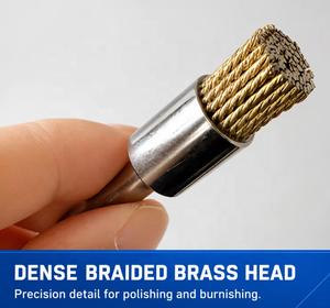 <span class=keywords><strong>Brosse</strong></span> métallique de type stylo, poils plaqués bronze, diamètre 1/2, qualité industrielle, pour tournevis électrique, perceuse électrique, décapage de rouille et de soudure - Product Image 2