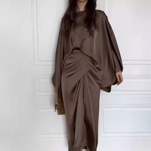 Robes longues pour femmes, manches chauve-souris, nouées sur le devant, amples et confortables, ensembles <span class=keywords><strong>de</strong></span> vêtements occidentaux pour femmes Sehe Fashion, pour les filles musulmanes, modestes - Product Image 3
