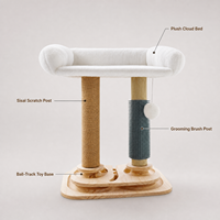 Arbre à chat en bois tout-en-un, résistant à l'usure, avec poteau à gratter en sisal sans perte de fibres et jouet interactif pour chat