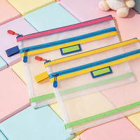 Sac de classement assorti aux couleurs, mignon, en nylon transparent avec fermeture éclair, grande capacité, sac à main, sac d'école, pour sorties et voyages, fabriqué en Chine