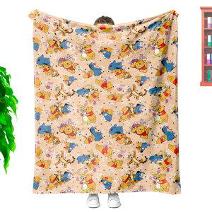 Coperta Morbida in Flanella con Stampa Personalizzata all'Ingrosso, Etichette Gratuite, Motivo Cartone Animato Orso <span class=keywords><strong>Pooh</strong></span>, per Divano - Product Image 2