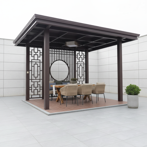 Gazebo Tradicional Chino <span class=keywords><strong>de</strong></span> Aluminio <span class=keywords><strong>con</strong></span> Techo <span class=keywords><strong>de</strong></span> Vidrio Templado, Eléctrico e Inteligente, para Patio, Terraza o Villa - Product Image 5