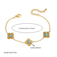Nouveau Style chinois rétro Turquoise Bracelets Simple plaqué or petite fleur Bracelet Unique personnalisé bijoux fins pour les femmes