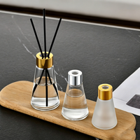Bouteille en verre givré transparent vide de 30 ml, 50 ml, 150 ml pour diffuseur à bâtonnets avec bouchon doré, pour désodorisant d'ambiance et huiles essentielles