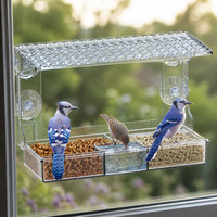 Mangeoire et maison pour oiseaux en acrylique écologique avec ventouses puissantes pour usage extérieur, idéale pour les cardinaux et les bleuets